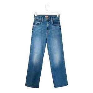 Mother Lil' Zip Rambler Flood Jeans in Out of the Blue Size 25